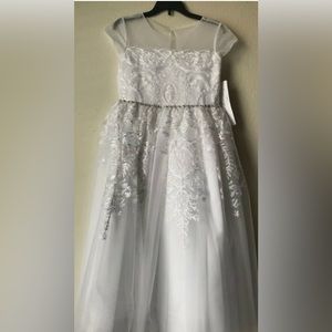 NWT Just Another Angel 7-16 Big Girls Cap Sleeve Embroidered Communion Dress